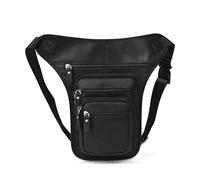 Le'aokuu Hombres Bolsa táctica Bolsa de Escalada Cinturón Bolso Cinturón Paquete de la Cintura Bolsa de la Pierna caída Bolso Mensajero de Cuero de Vaca 3111 (3111 Negro 2)