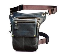 Le'aokuu Hombres Cuero Genuino Bolsa de Cintura blosa Mensajero y Bandolera Bolso Pierna Multifuncional Militar Táctico Bolsa de cardera Senderismo Deportes Camping 211-4