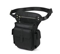 Le'aokuu Hombres Cuero Genuino Bolsa de Pierna Bolso de Cintura con Cinturón Bolso Multifuncional Militar Táctico Bolsa de Escalada Moto Bicicleta Senderismo Deportes Camping 913-5 (913-5 Negro 2)