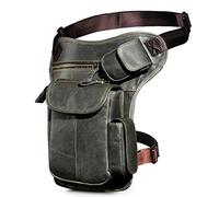 Le'aokuu Hombres Cuero Genuino Bolso Cintura Bolsa de Pierna Bolsa para Hombres Bolso Multifuncional Militar Táctico Moto Bicicleta Senderismo Deportes Camping Montar 3106