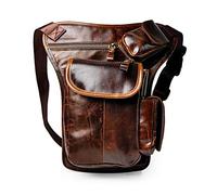 Le'aokuu Hombres Cuero Genuino Bolso Cintura Bolsa de Pierna Bolsa para Hombres Bolso Multifuncional Militar Táctico Moto Bicicleta Senderismo Deportes Camping Montar 3106