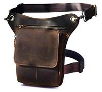 Le'aokuu Hombres Cuero Genuino Bolso Cintura Bolso Pierna Multifuncional Militar Táctico Bolsa de cardera Senderismo Deportes Camping 211-1 (1 211-1 A marrón)