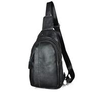 Le'aokuu Hombres Cuero Genuino vendimia Bolsos cruzados bolsa de tableta/paraguas/té bolsa mochila correa para el hombro cruz cuerpo y bolsa de mensajero y bolsa de pecho