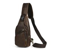 Le'aokuu Hombres Cuero Genuino vendimia Bolsos cruzados bolsa de tableta/paraguas/té bolsa mochila correa para el hombro cruz cuerpo y bolsa de mensajero y bolsa de pecho