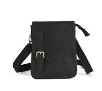Le'aokuu Hombres Cuero genunio Bolsa de Mensajero Bandolera Bolsa de teléfono Bolsa de Viaje al Aire Libre Bolsa de Cintura con ganche (611-1 Negro Grande 2)