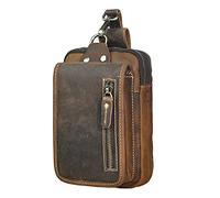 Le'aokuu Hombres Cuero Moda Pequeño Casual Gancho Cintura Bolsa Paquete Diseñador Caja del teléfono Bolsa (X-1609-2 Marrón)
