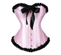 Leaomuny Corsé de mujer con corsé de corazón, corsés Top Slim Mujer Corsé Corsé de corazón gótico negro corsé vampiro gótico fiesta corsés carnaval pirata con cordón para sin tirantes, Rosa, XL