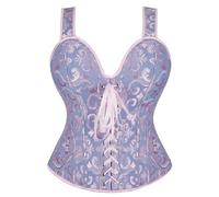 Leaomuny Corsé de mujer con corsés para Halloween, burlesque, con encaje floral, para fiesta, sexy, corsé moldeador con cremallera pirata con cordón para sin tirantes, Bu1, 3XL