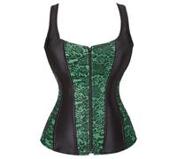 Leaomuny Corsé de mujer con forma de corazón, corsés de cintura, moldeador y adelgazante, corsé curvado, pirata, corsé bajo el pecho, moldeador para Halloween Underbust cintura sin tirantes, Verde, XL