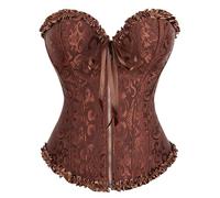 Leaomuny Corsé de mujer con forma de corazón, corsés para mujer, corsé sexy de vampiro, gótico, corsés para carnaval, pirata, con cordón, sin tirantes, café, M