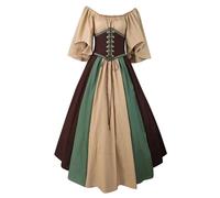 Leaomuny Vestido medieval para mujer, talla grande, estilo popolano, de manga corta, disfraz tradicional irlandés retro del 800 vintage, reina victoriana, para Halloween, carnaval, medieval, para