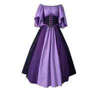 Leaomuny Vestido medieval para mujer, talla grande, estilo popolano, de manga corta, disfraz tradicional irlandés retro del 800 vintage, reina victoriana, para Halloween, carnaval, medieval, para