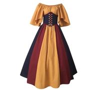 Leaomuny Vestido medieval para mujer, talla grande, estilo popolano, de manga corta, disfraz tradicional irlandés retro del 800 vintage, reina victoriana, para Halloween, carnaval, medieval, para