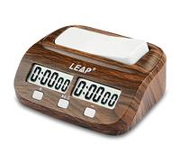 LEAP Reloj de ajedrez con alarma de cuenta regresiva y funciones de retardo para ajedrez y juegos de mesa de 2 jugadores, aspecto clásico de grano de madera