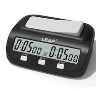 LEAP Reloj de ajedrez digital mejorado con función de cuenta regresiva de bonificación y retardo para juegos de mesa de 2 jugadores, color negro