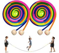 LeapBeast Cuerda de Saltar para Niños, 5m Ajustable Grupos Comba de Saltar, Jumping Rope Multijugador Skipping Rope de Algodón para Deportes Escolares Actividades Aire Libre (2 Pieza, 5M)