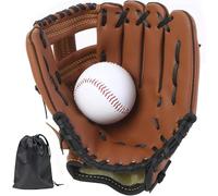 LeapBeast Guante de Béisbol, Jarra Softball Guantes Mano Izquierda Suave PU con 1 Pelota Suave para Niño/Adolescente/Adulto Profesional de Béisbol (Marrón B, 10.5")
