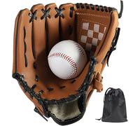 LeapBeast Mano Derecha Guante de Béisbol, Suave PU Jarra Softball Guantes con 1 Pelota Suave para Niño/Adolescente/Adulto Profesional de Béisbol (12.5", Marrón)