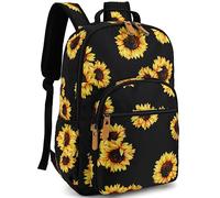 Leaper Laptop Backpack for Women: Cute Girls Sunflower Bookbag for School College Travel Work - Lightweight Book Bag Floral for Kids Teen - Aesthetic Back Pack Stylish Hiking Daypack for Teacher Black