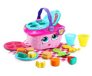 Leapfrog 603603 Shapes & Sharing Picnic Basket Baby Toy Educational and Interactive 16 Pieces for Creative and Learning Play For Boys & Girls 6 Months, 1,2,3 Year Olds, Pink, One Size