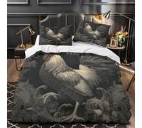 Leaping Cock Funda Nórdica Gothic Etching Microfibra Impresión 3D Juego De Ropa De Cama Funda Y Fundas De Almohada para Niñas Y Niños Super King(260x220cm)