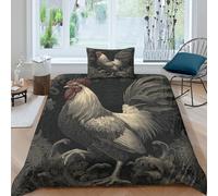 Leaping Cock Juego De Cama, 3D Impresión Gothic Etching, Funda De Edredón, Y Fundas De Almohada 3 Unidades Microfibra para Niños Y Adultos Single(135x200cm)