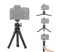 Leaplumin Mini trípode portátil de escritorio con cabeza de bola de 360°, trípode compacto de aleación de aluminio para fotos panorámicas de 360°, grabación vertical, 3 alturas y ángulos ajustables