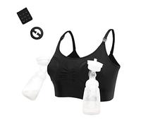 LEAPOVER Mujeres Manos Libres Bomba De Lactancia De Mama Bomba De Bombeo De Maternidad Sujetador De Enfermería, Negro, XL