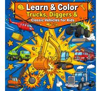 Learn And Color: Trucks, Diggers & Classic Vehicles for Kids: Fun Educational Coloring Pages Featuring Modern Trucks, Construction Machines, Everyday ... Learning Gift for Boys & Girls Ages 4-12