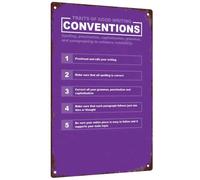 Learn Writing Rules Metal Signs Grammar Reference 12x8 Inch | Clear apostrophe hyphen guide on sl inish metal sign for homework help