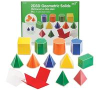 Learning Advantage edxeducation 2D3D - Juego de 12 Formas Multicolores - Incluye Redes 2D y guía de Actividades - Manipulación matemática temprana y geometría para niños