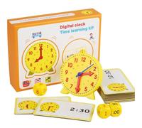 Learning Clock, Teaching Time, Easy Read Safe Materials Early Education Durable Build Classroom Ready Home Use Skill Development, Early Educational Time Teaching Clock for