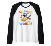 Learning Is out of This World Space Back To School Teacher Camiseta Manga Raglan