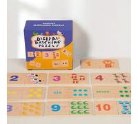 Learning Number Puzzles, Wooden Math Puzzle, Lightweight Design Cognitive Skills Fine Motor Number Recognition Lightweight Design, Educational Counting Toys, Homeschool Supplies for Kids