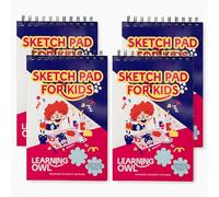 Learning Owl Bloc de dibujo para niños, 6 x 9 pulgadas, 100 páginas, paquete de 4 blocs de dibujo para niños, libros de bocetos encuadernados en espiral, blocs de arte en blanco para dibujar y