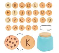 Learning Resources Alphabet Cookie Jar Juego Alfabeto 3 años Letras mayúsculas 26 Galletas con Pinza y Tarro Educativo