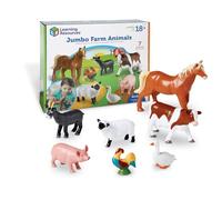 Learning Resources Animales de Juguete de Granja Jumbo, 7 Figuras, 3+ Años | Crea aventuras en la granja con 7 animales de juguete grandes que fomentan el juego imaginativo, el lenguaje y la creatividad
