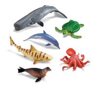 Learning Resources Animales Marinos Jumbo, 6 Figuras Gigantes Criaturas Marinas, Ballena, Tiburón, Tortuga, Pulpo, Delfín, Foca, Animales de Juguete, Regalo para niños niñas de 3 4 5 años o más