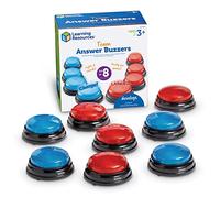Learning Resources Botones de Respuesta para Equipos, 4 Rojos y 4 Azules, 2 Sonidos Distintos, Divertidos Botones para Usar en Juegos en el Aula y en casa, 3+ años de Edad