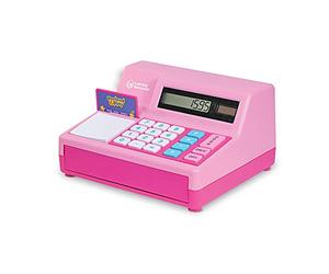 Learning Resources Caja Registradora Infantil - Calculadora Solar + Sonido - Desde 3 Años - Juego Educativo de Matemáticas y Simulación - Color Rosa