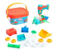 Learning Resources Cubo de construcción de Design and Drill, Juguete de Stem, 41 Piezas con taladradora eléctrica de Juguete, Juguetes de Viaje para niños y niñas, 3+ años