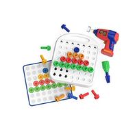 Learning Resources Design & Drill - Juego Stem de Patrones y Formas - Desde 3 Años - Taladradora + 50 Tornillos + 20 Tarjetas - Motricidad Fina y Creatividad
