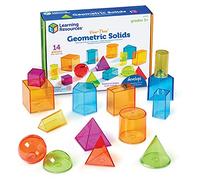 Learning Resources Formas Geométricas 3D Transparentes - Set de 14 Piezas View-Thru para Volumen y Medición - Juguete Educativo Stem Niños 8+ - Regalo Matemático