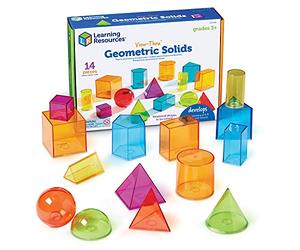Learning Resources Formas Geométricas 3D Transparentes - Set de 14 Piezas View-Thru para Volumen y Medición - Juguete Educativo Stem Niños 8+ - Regalo Matemático