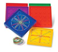 Learning Resources Geoboard de formas surtidas de doble cara de 5 pulgadas, 6 piezas para edades de 5 aos o ms, juguetes de aprendizaje para ja