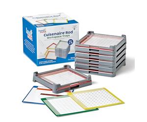Learning Resources Juego de 6 bandejas de varillas Cuisenaire, 5+, solo incluye bandejas y tapetes de actividades, elementos esenciales para clase para profesores