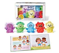 Learning Resources, Juego de Libro Meet The Feelings Family, Juguetes para niños y niñas de 3 años, Libros para niños de 3 años, Incluye 5 Juguetes Blandos Que representan emociones