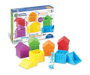 Learning Resources Mi Vecindario, Juego para clasificar y Contar, 5+ años | Clasifica figuras por colores, cuenta y crea patrones mientras practica matemáticas, desarrolla la motricidad fina y juega