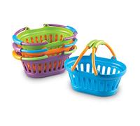 Learning Resources Pila de cestas New Sprouts, Set de 4 | Cestas de plástico para niños, juguetes de juego de simulación de comestibles, juego de cestas de compras para niños