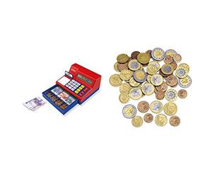 Learning Resources Pretend & Play Calculadora Caja registradora con Euro Play Money & LSP0026-EUR - Set Monedas Euro (Surtido: Modelos aleatorios)